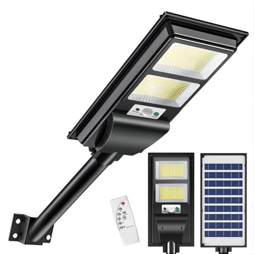 Viugreum 300W LED Solar Straßenlaterne mit Fernbedienung, 6500K Straßenleuchte Solarlampen für Außen mit Bewegungsmelder, IP65 Wasserdicht Solar Wegeleuchte von Viugreum