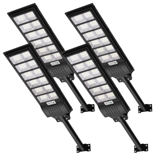 Viugreum 4 PACK 600W LED Solar Straßenlaterne mit Fernbedienung 1080 LED 6500K Straßenlampe Wandleuchte mit Bewegungsmelder Sensor IP65 Wasserdicht Außen Straßenleuchte Wegeleuchte Freien von Viugreum