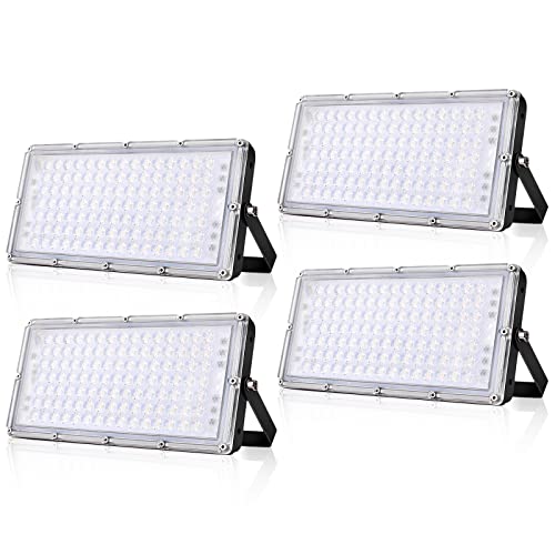Viugreum 4 Pack 100w Led Strahler, Ultradünn Floodlight Warmweiß 3200K Led Strahler außen Superhell 10000Lm Mit 105Leds (Smd 2835), IP66 Wasserdicht Aussenstrahler für Garten, Garag von Viugreum