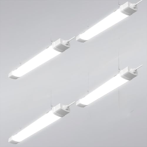 Viugreum 4er Feuchtraumleuchte Led 120cm, 40W 4000LM 4500K Neutralweiß Led Röhre, Verknüpfbar Led Feuchtraumleuchte, Wasserfest IP66 Werkstattlampe LED Wannenleuchte für Garage Büro Warenhaus Keller von Viugreum