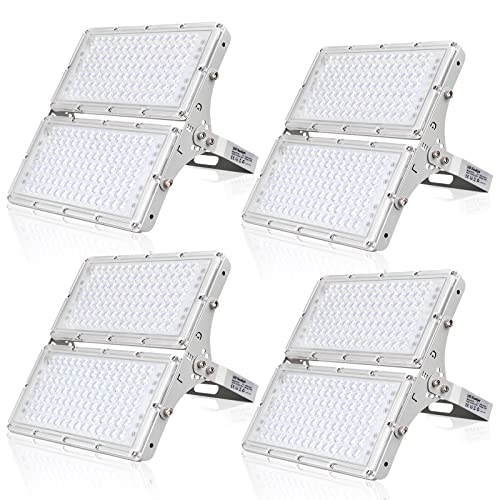 Viugreum 4er Pack 200W Superhell LED Floodlight 20.000lm mit 210 LEDs (SMD 2835), IP66 wasserdicht für Garten, Garage, Hof, Kaltweiß (6000K-6500K) von Viugreum