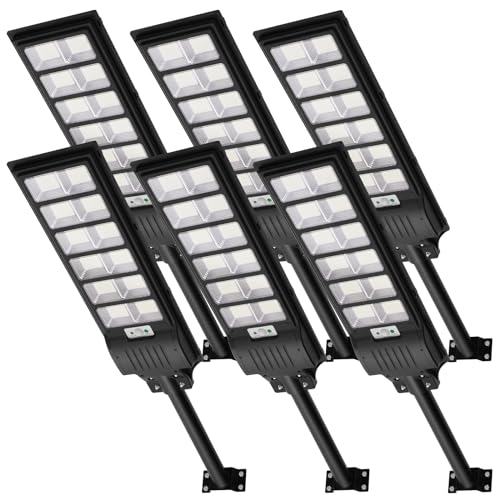 Viugreum 6 PACK 600W LED Solar Straßenlaterne mit Fernbedienung 1080 LED 6500K Straßenlampe Wandleuchte mit Bewegungsmelder Sensor IP65 Wasserdicht Außen Straßenleuchte Wegeleuchte Freien von Viugreum