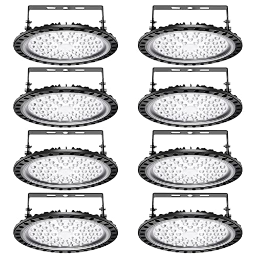 Viugreum Led Hallenstrahler, 200W UFO LED, 6000K-6500K Kaltweiß 120°Abstrahlwinkel Industrielampe, IP65 Wasserdichte - SMD2835 216 Leds (200W, 8 Pack) von Viugreum