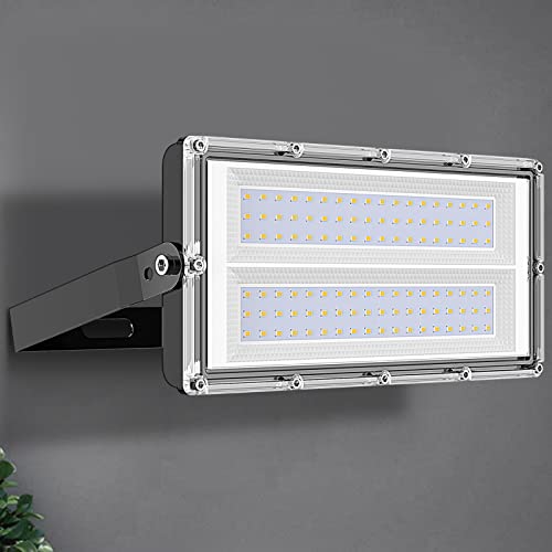 Viugreum Upgrade 100W Led Strahler 8000LM Strahler Außen IP65 Aussenstrahler 3000K Fluter Warmweiß Scheinwerfer Außenstrahler Flutlicht mit 50cm Cable fur Hinterhof Auffahrt Garage Flur von Viugreum