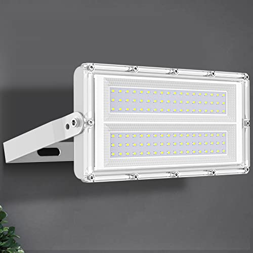 Viugreum Upgrade 100W Led Strahler 8000LM Strahler Außen IP65 Aussenstrahler 6500K Fluter Kaltweiss Scheinwerfer Außenstrahler Flutlicht mit 50cm Cable fur Hinterhof Auffahrt Garage Flur von Viugreum