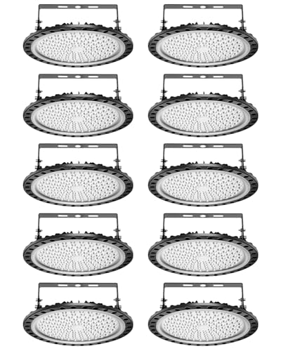 Viugreum10 Pack 500W UFO LED Hallenstrahler 50000LM 6500K Tageslicht Weiß Werkstatt Deckenleuchte IP65 Waterproof Lampe Werkstatt Commercial Hallenleuchte Werkstattleuchte für Garage Hof von Viugreum