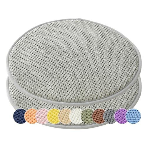 1/2er Set Rund Sitzkissen Kordsamt Rund Stuhlkissen Polster Auflage Kissen, Stuhlauflage rutschfest Sitzpolster für Haus & Garten Büro (Hellgrau,40x40cm (2er-Pack)) von Viusneun