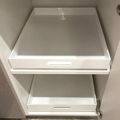 Teleskopschublade - Ausziehbarer Schrank Organizer für Küchenschränke - Schubladen Aufbewahrungsregale - Acryl Multifunktional Schublade Kein Bohren erforderlich, 1 Stück Weiß (30*30*6cm) von Viusneun