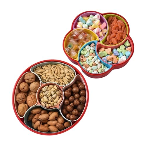 Viusneun 2 Stück Snackschale mit Fächern, Snack-Serviertablett mit Deckel 5 Bunte Fächer unterteilte Snack Organizer für Snacks Süßigkeiten Nüsse Picknick Viusneun 2 Stück Snackschale mit Fächern, Snack-Serviertablett mit Deckel 5 Bunte Fächer unterteilte Snack Organizer für Snacks Süßigkeiten Nüsse Picknick von Viusneun