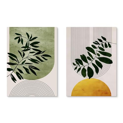 Viusneun 2er Poster Set, Boho Abstrakt Pflanze Blumen Leinwand Bilder,Premium Abstrakte Leinwandbilder, Moderne Bilder für Wohnzimmer Schlafzimmer, Ohne Rahmen (30x40cm) von Viusneun