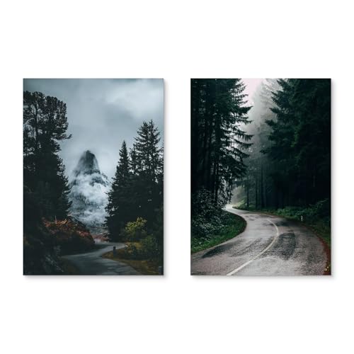 Viusneun 2er Set Premium Poster - Modern Natur Green Forest Leinwand Wandkunst Bilder - Wandbilder Deko für Wohnzimmer und Schlafzimmer - Ohne Rahmen (30x40cm) von Viusneun