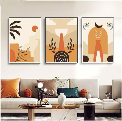 Viusneun 3er Bohemian Poster Set, Boho Minimalistische Strichzeichnung Bilder -OHNE Rahmen- Wandbilder Wandposter für Wohnzimmer Schlafzimmer Deko (A,21x30cm) von Viusneun
