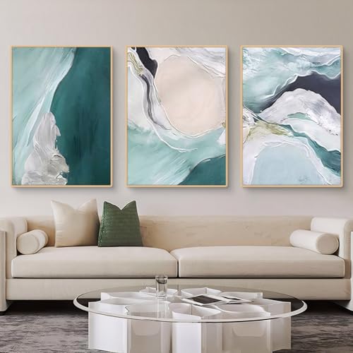 Viusneun 3er Poster Set, Strand Leinwandbilder Aesthetic Meereswelle Wandbilder Premium Aquarell Wandposter Ohne Rahmen Kunstposter für Schlafzimmer und Wohnzimmer (50 x 70 cm) von Viusneun