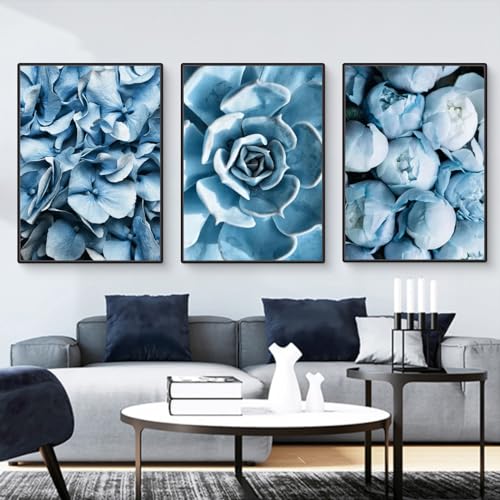 Viusneun 3er Poster Set Blumenpflanzen Modern Leinwandbilder Wandbilder für Wohnzimmer Deko Ohne Rahmen Leinwandbilder, Modern Wandbilder Kunstposter (21x30cm) von Viusneun