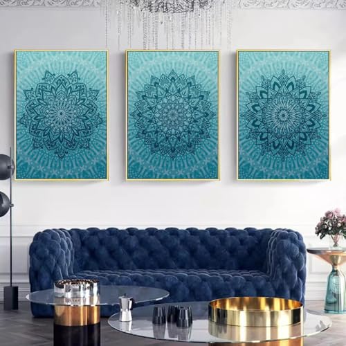 Viusneun 3er Premium Poster Set, Abstrakt Mandala Bilder Wanddekoration Ohne Rahmen Leinwand Kunstposter, Stilvolle Kunstdrucke für Wohnzimmer Deko (21x30cm) von Viusneun