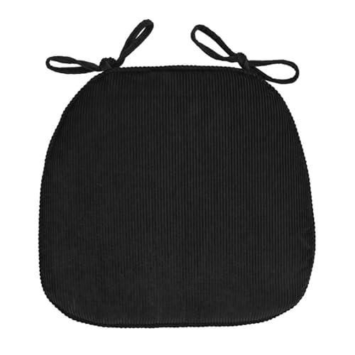 Viusneun Stuhlkissen, 43x41cm Sitzkissen mit Bindeband Waschbare rutschfeste Sitzpolster Abnembar Bezug Mit Reißverschluss Stuhlkissen für Gartenstuhl Esszimmerstuhl Bürostuhl (Schwarz) von Viusneun