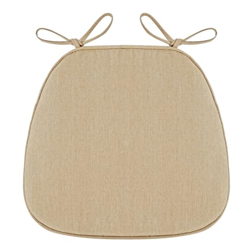 Viusneun Stuhlkissen, Gemütliches Rutschfestes Leinenoptik Sitzpolster Stuhlkissen mit Bindeband 43 × 41cm Einfarbige Waschbare Stuhlkissen kompatibel für Outdoor und Indoor Sitzkissen (Beige) von Viusneun