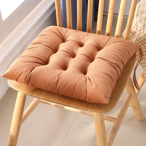 Viusneun Stuhlkissen mit Bändern, 40x40 cm Waschbares Sitzkissen Weiches Stuhlauflage Ausgezeichneten Sitzkomfort Sitzpolster Stuhlkissen für Gartenstuhl Bürostuhl oder Esszimmerstuhl (Gelb) von Viusneun