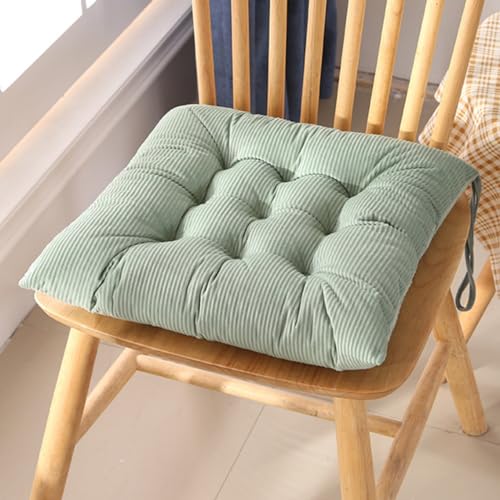 Viusneun Stuhlkissen mit Bändern, 40x40 cm Waschbares Sitzkissen Weiches Stuhlauflage Ausgezeichneten Sitzkomfort Sitzpolster Stuhlkissen für Gartenstuhl Bürostuhl oder Esszimmerstuhl (Grün) von Viusneun