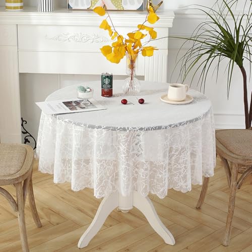 Viusneun Tischdecke, Abwaschbar Tischtuch Spitzentischdecke Spitze Rund Tischdecken Vintage Blumenmuster Table Cloth für Hochzeit Party Garten Dekoration (C,Durchmesser 100 cm) von Viusneun