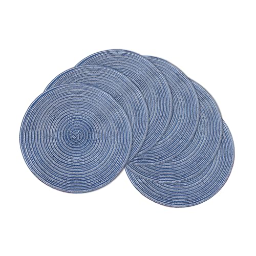 Viusneun Tischset, 6er Set Platzsets Rund Abwaschbar Gewebtes Tischset Baumwolle Platzdeckchen Hitzebeständigem Tisch Tischsets für Party Hochzeit Küche Restaurant (Blau) von Viusneun