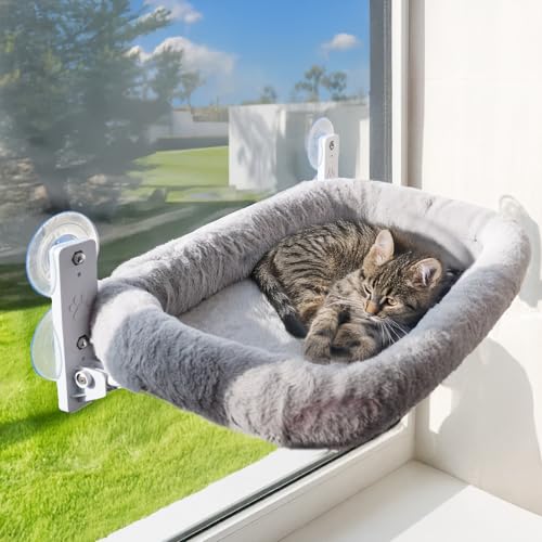 Viva Cat Katzen Fensterliege – Stabile Fensterliege für Katzen mit Waschbarem Kissen | Bequeme Hängematte für Fenster bis 18 kg | Platzsparendes Katzenbett & Zubehör von Viva Cat
