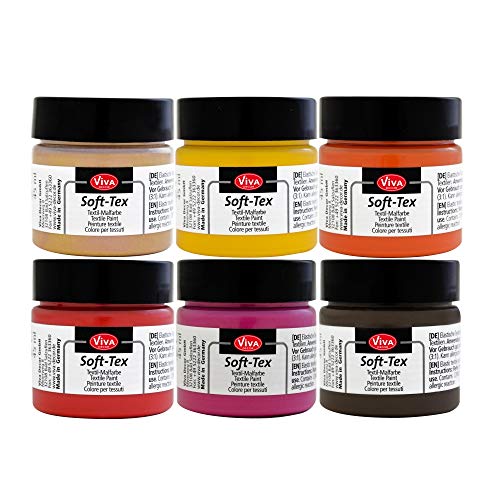 Soft Tex Textilfarben 6er Set - Summerdream - Textilfarbe mit extra weichem Griff - Stoffmalfarben waschfest Kinder - Färbemittel Textilien - Textilfarben waschfest - Made in Germany Soft Tex Textilfarben 6er Set - Summerdream - Textilfarbe mit extra weichem Griff - Stoffmalfarben waschfest Kinder - Färbemittel Textilien - Textilfarben waschfest - Made in Germany von Viva Decor
