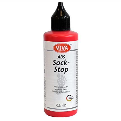 Viva Decor ABS Sock Stop (82 ml, Rot) Stopper für Socken - Anti Rutsch Noppen für Socken - Socken Stopp - Antirutsch für Socken - ABS Farbe - Made in Germany von Viva Decor