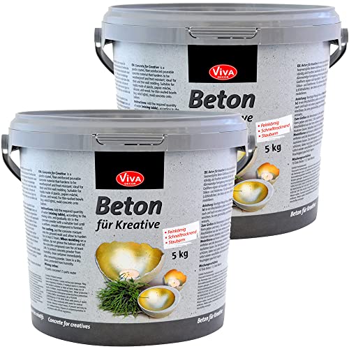 Viva Decor Beton für Kreative (Beton zum Gießen, 10 kg) kreativ basteln mit dem Bastelbeton zum Gießen - oder als Abformmasse für Deko von Viva Decor