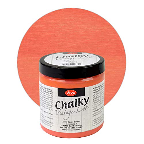 Viva Decor® Chalky Vintage-Look (250 ml, Koralle) dekorative Lasur - Vintage Kreidefarbe für Shabby Chic - Chalk Paint für Innen und Außen - Made in Germany von Viva Decor