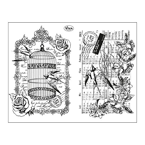 Viva Decor® Clear-Stamps (Vogelkäfig & Schwalben) Silikon Stempel - Prägung Stempel - DIY Dekoration stanzen - Stempel Silikon - DIY Stamp - Stempel Prägung - Designed in Germany von Viva Decor