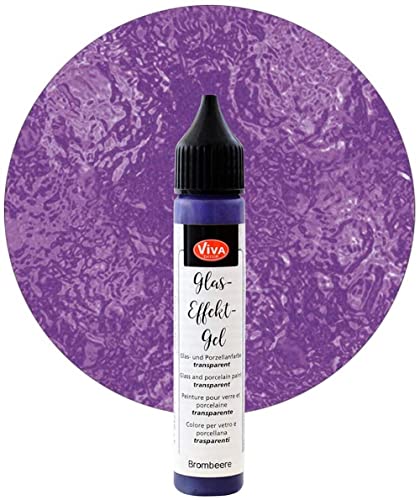 Viva Decor Glas-Effekt-Gel (Brombeere, 28 ml) Glass Pen - Porzellanstifte - Farbe für Glas - Keramik Farbe - Glass Color - Glasmalfarbe wasserfest/spülfest von Viva Decor