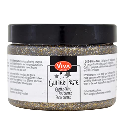 Viva Decor Glitter-Paste (Champagner, 150ml) Glitzerfarben zum Basteln/Bemalen/Schablonieren - glitzernde Effektpaste - Farbe für Glas, Porzellan, Holz, Ton uvm. - Made in Germany von Viva Decor