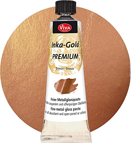 Viva Decor Inka Gold Premium 40g Tube (Bronze) Hochpigmentierte Effekt Farbe/Paste. Sofortiger Metallic Glanz durch einfaches aufpolieren. Farbe zum vergolden/veredeln - Farben zum Basteln von Viva Decor
