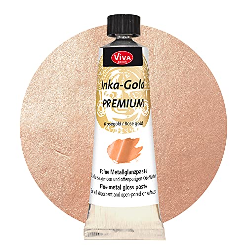 Viva Decor Inka Gold Premium 40g Tube (Roségold) Hochpigmentierte Effekt Farbe/Paste. Sofortiger Metallic Glanz durch einfaches aufpolieren. Farbe zum vergolden/veredeln - Farben zum Basteln von Viva Decor