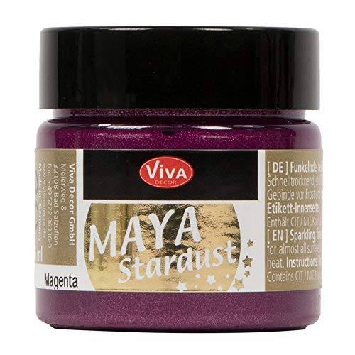 Viva Decor Maya Stardust (Magenta, 45 ml) fein glitzernde Metallic-Acrylfarben zum Basteln - Glitzerfarbe für Porzellan, Beton, Steine, Papier, Glas uvm. - Made in Germany von Viva Decor