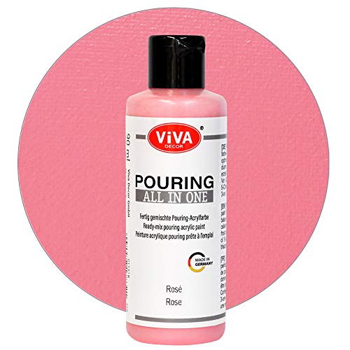 Viva Decor Pouring All in One (Rosé, 90 ml) fertig gemixte, gebrauchsfertige, flüssige Pouring Acrylfarben, kein Mischen erforderlich, für Leinwand, Glas, Holz und Steine - Made in Germany von Viva Decor