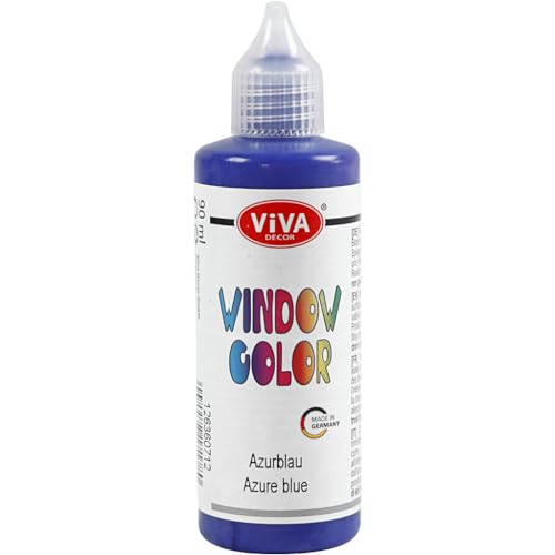 Viva Decor Window Color (Azurblau, 90 ml) Fenstermalfarben für wieder abziehbare Bilder und Sticker für Deko, Spiegel, Fliesen, Vasen und Fenster - Made in Germany von Viva Decor