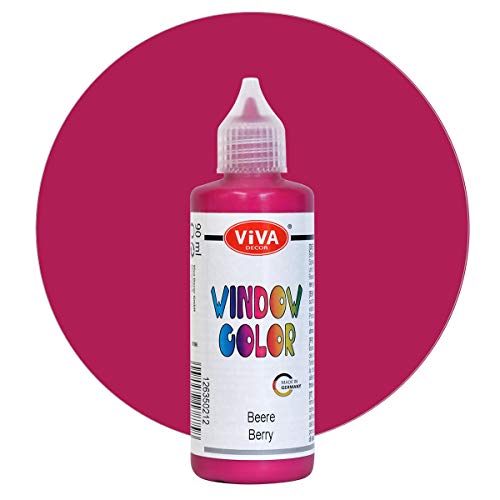 Viva Decor Window Color (Beere, 90 ml) Fenstermalfarben für wieder abziehbare Bilder und Sticker für Deko, Spiegel, Fliesen, Vasen und Fenster - Made in Germany von Viva Decor