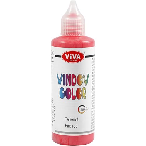 Viva Decor Window Color (Feuerrot, 90 ml) Fenstermalfarben für wieder abziehbare Bilder und Sticker für Deko, Spiegel, Fliesen, Vasen und Fenster - Made in Germany von Viva Decor