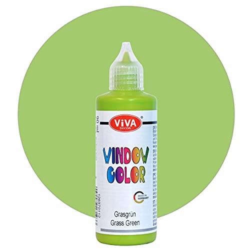 Viva Decor Window Color (Grasgrün, 90 ml) Fenstermalfarben für wieder abziehbare Bilder und Sticker für Deko, Spiegel, Fliesen, Vasen und Fenster - Made in Germany von Viva Decor