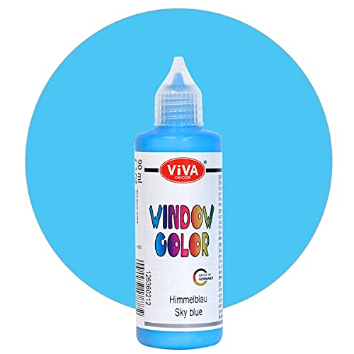 Viva Decor Window Color (Himmelblau, 90 ml) Fenstermalfarben für wieder abziehbare Bilder und Sticker für Deko, Spiegel, Fliesen, Vasen und Fenster - Made in Germany von Viva Decor