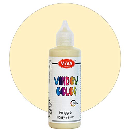 Viva Decor Window Color (Honiggelb, 90 ml) Fenstermalfarben für wieder abziehbare Bilder und Sticker für Deko, Spiegel, Fliesen, Vasen und Fenster - Made in Germany von Viva Decor
