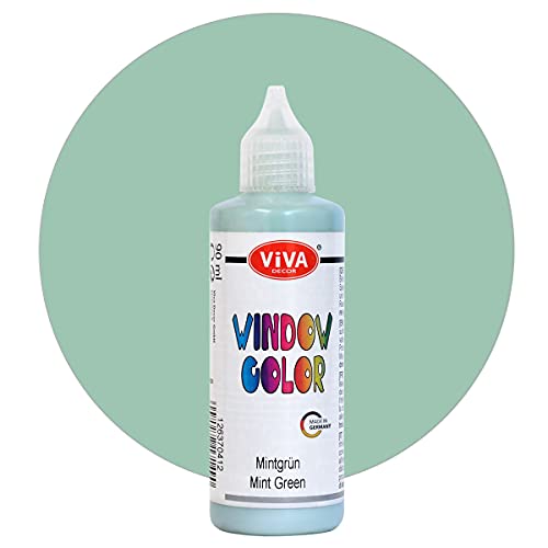 Viva Decor Window Color (Mintgrün, 90 ml) Fenstermalfarben für wieder abziehbare Bilder und Sticker für Deko, Spiegel, Fliesen, Vasen und Fenster - Made in Germany von Viva Decor