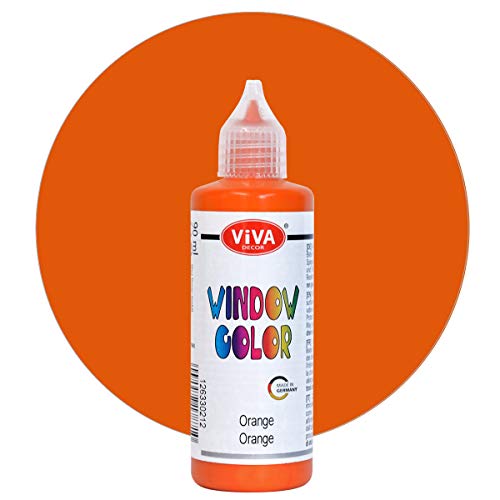 Viva Decor Window Color (Orange, 90 ml) Fenstermalfarben für wieder abziehbare Bilder und Sticker für Deko, Spiegel, Fliesen, Vasen und Fenster - Made in Germany von Viva Decor