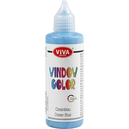 Viva Decor Window Color (Ozeanblau, 90 ml) Fenstermalfarben für wieder abziehbare Bilder und Sticker für Deko, Spiegel, Fliesen, Vasen und Fenster - Made in Germany von Viva Decor