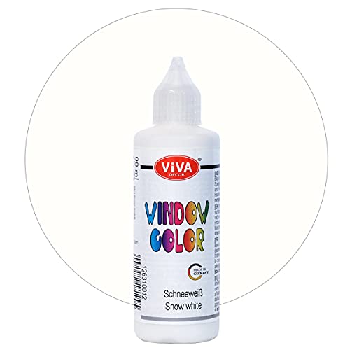 Viva Decor Window Color (Schneeweiß, 90 ml) Fenstermalfarben für wieder abziehbare Bilder und Sticker für Deko, Spiegel, Fliesen, Vasen und Fenster - Made in Germany von Viva Decor