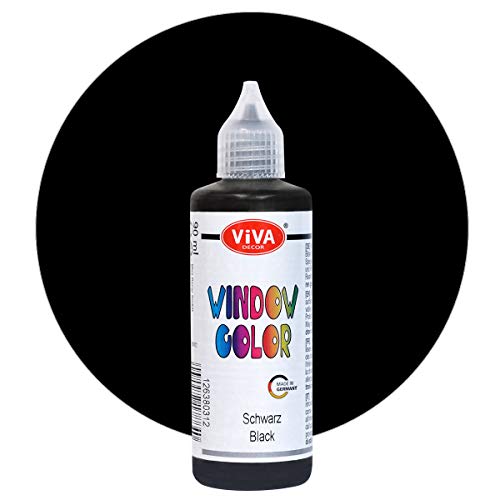 Viva Decor® Window Color (Schwarz, 90 ml) Fenstermalfarben für wieder abziehbare Bilder und Sticker für Deko, Spiegel, Fliesen, Vasen und Fenster - Made in Germany von Viva Decor