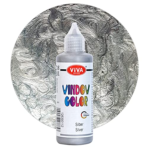 Viva Decor Window Color (Silber, 90 ml) Fenstermalfarben für wieder abziehbare Bilder und Sticker für Deko, Spiegel, Fliesen, Vasen und Fenster - Made in Germany von Viva Decor