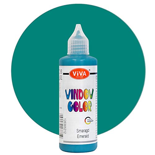 Viva Decor Window Color (Smaragd, 90 ml) Fenstermalfarben für wieder abziehbare Bilder und Sticker für Deko, Spiegel, Fliesen, Vasen und Fenster - Made in Germany von Viva Decor
